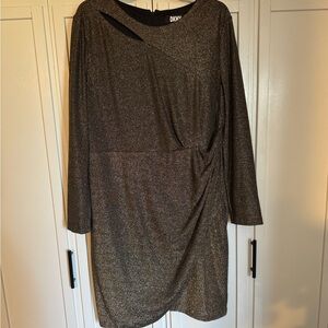 Sparkle Long Sleeve Shift Dress - Black and Gold